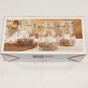 Home Essentials Vintage 3 Pc Glass Jar Votive Set